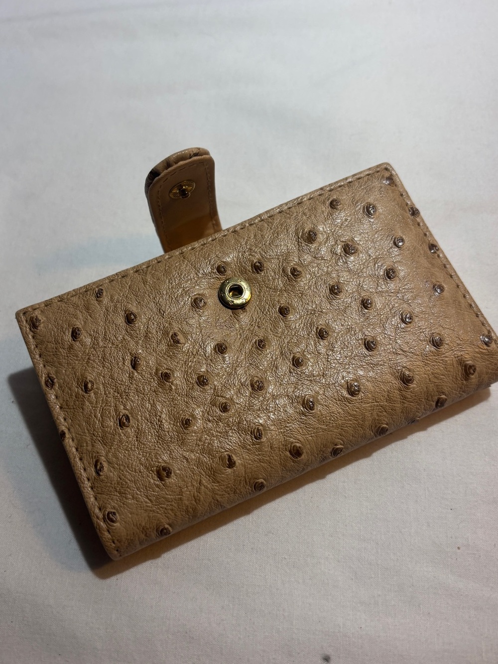 Safe Keeper Tan Ostrich-Textured Snap Wallet